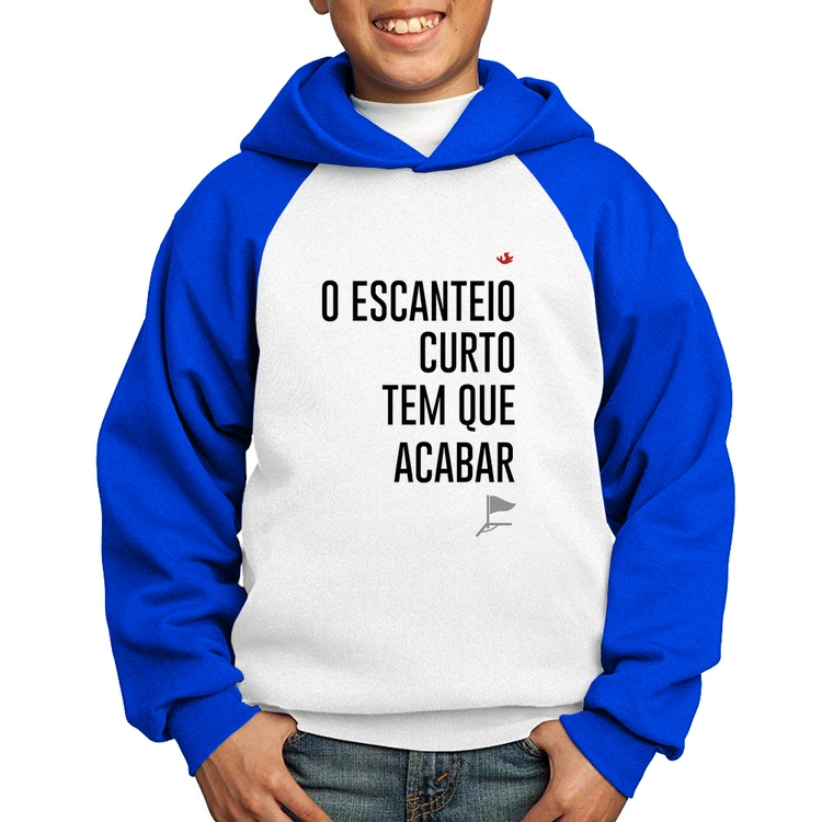 Moletom Infantil O escanteio curto tem que acabar - Branco/Azul