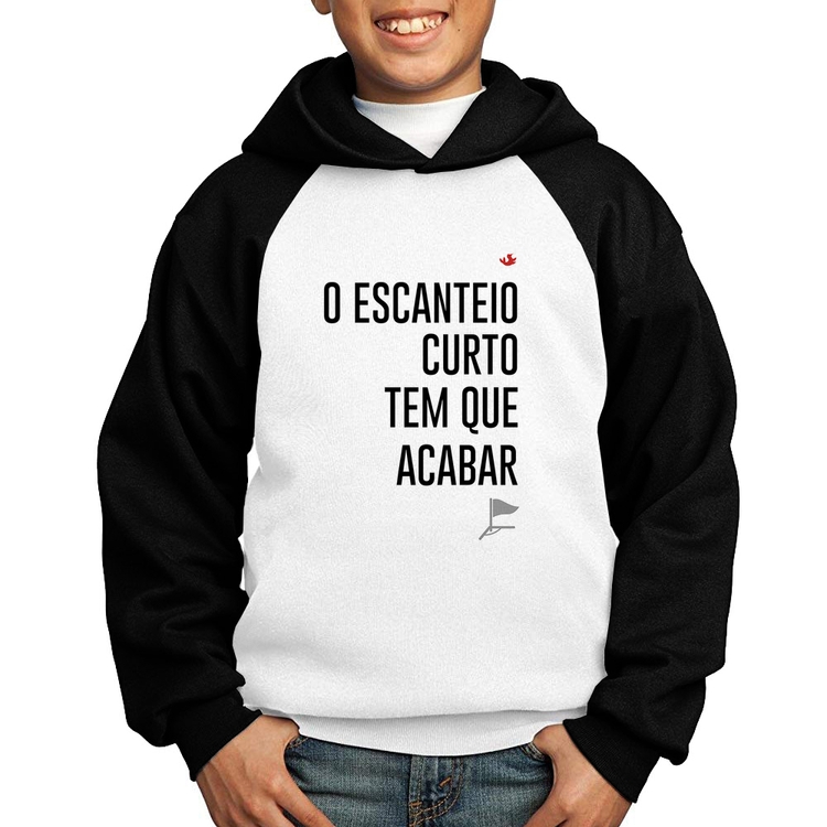 Moletom Infantil O escanteio curto tem que acabar - Branco/Preto