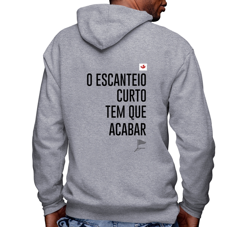 Blusa Moletom O escanteio curto tem que acabar Masculina com Capuz e Zíper - Mescla