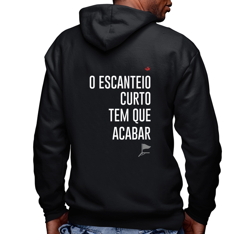 Blusa Moletom O escanteio curto tem que acabar Masculina com Capuz e Zíper
