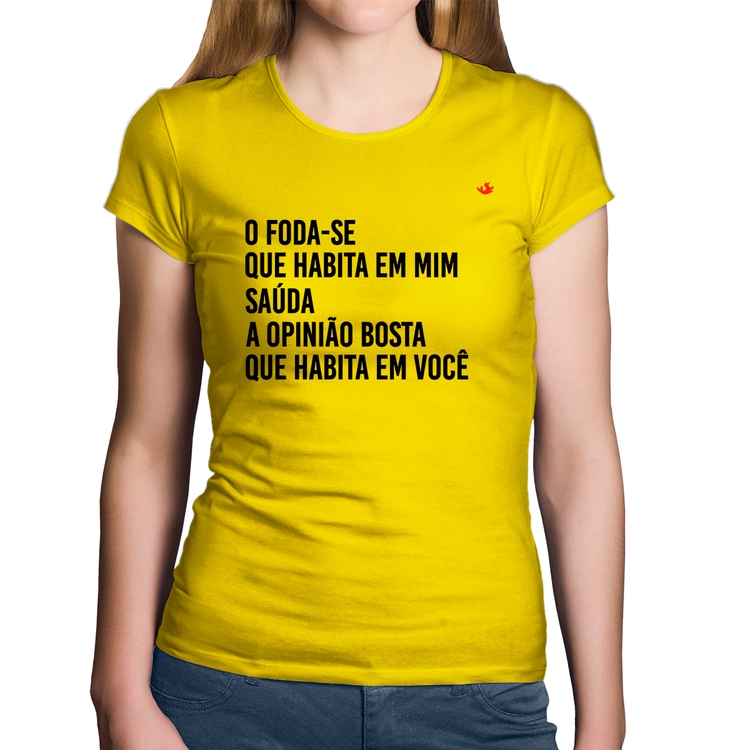 Baby Look Algodão O foda-se que habita em mim - Amarela