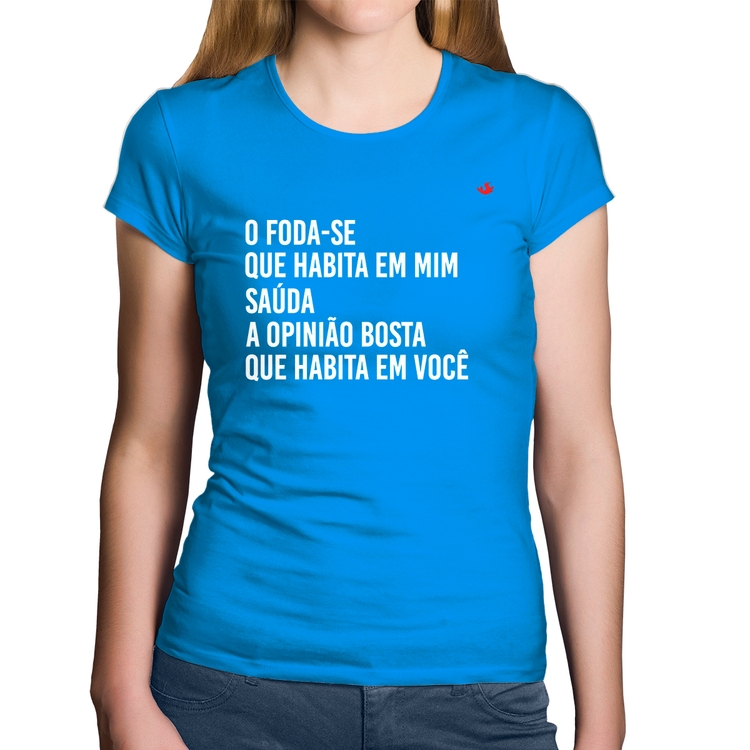 Baby Look Algodão O foda-se que habita em mim - Azul