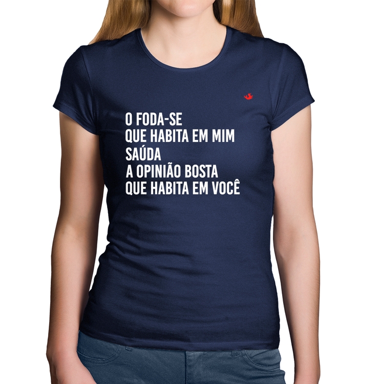 Baby Look Algodão O foda-se que habita em mim - Marinho