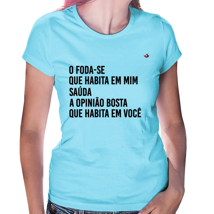 Baby Look O foda-se que habita em mim - Azul Bebê