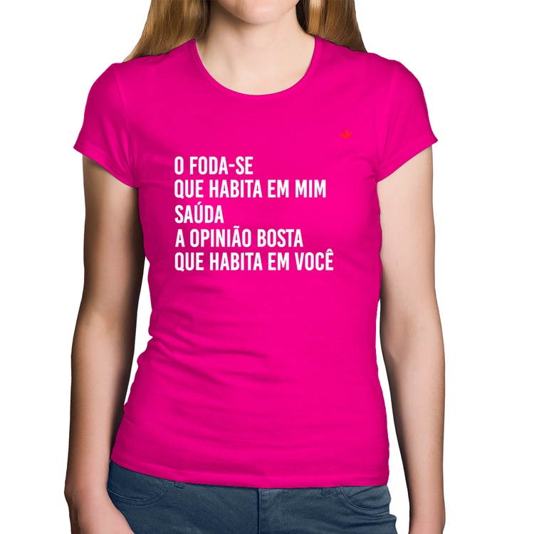 Baby Look Algodão O foda-se que habita em mim - Rosa