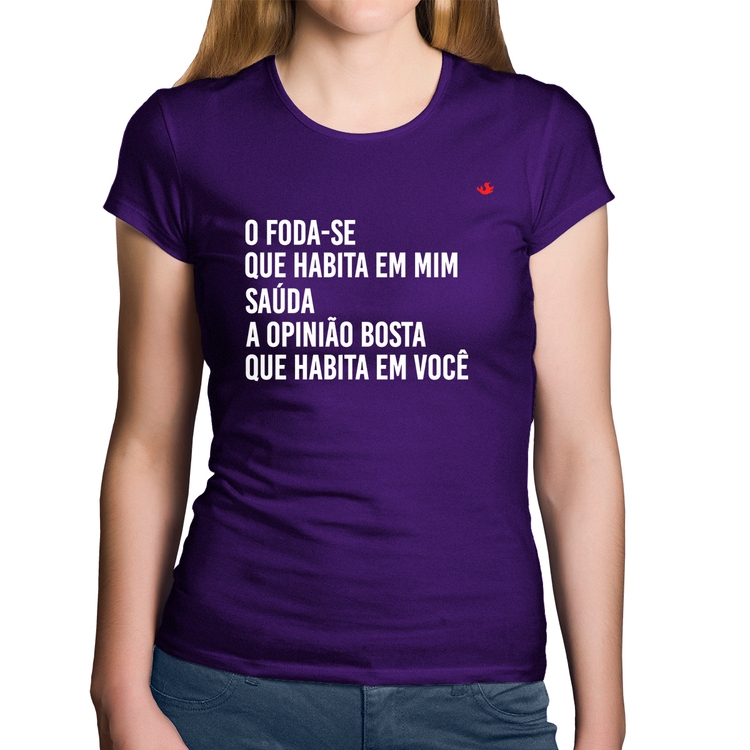 Baby Look Algodão O foda-se que habita em mim - Roxa