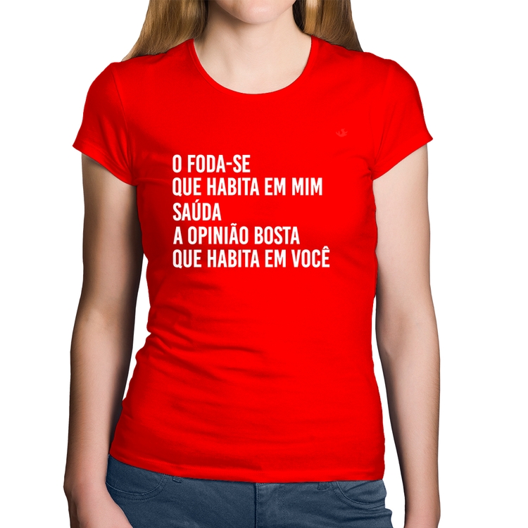 Baby Look Algodão O foda-se que habita em mim - Vermelha