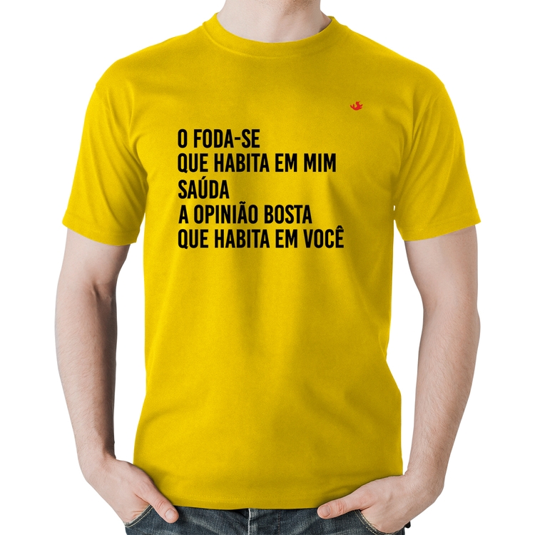 Camiseta Algodão O foda-se que habita em mim - Amarela