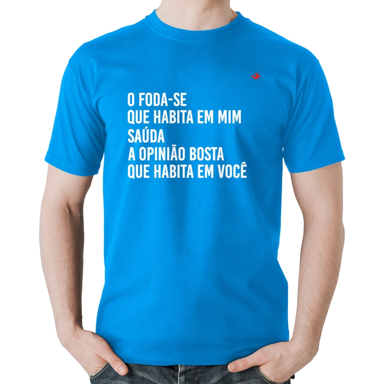 Camiseta Algodão O foda-se que habita em mim - Azul