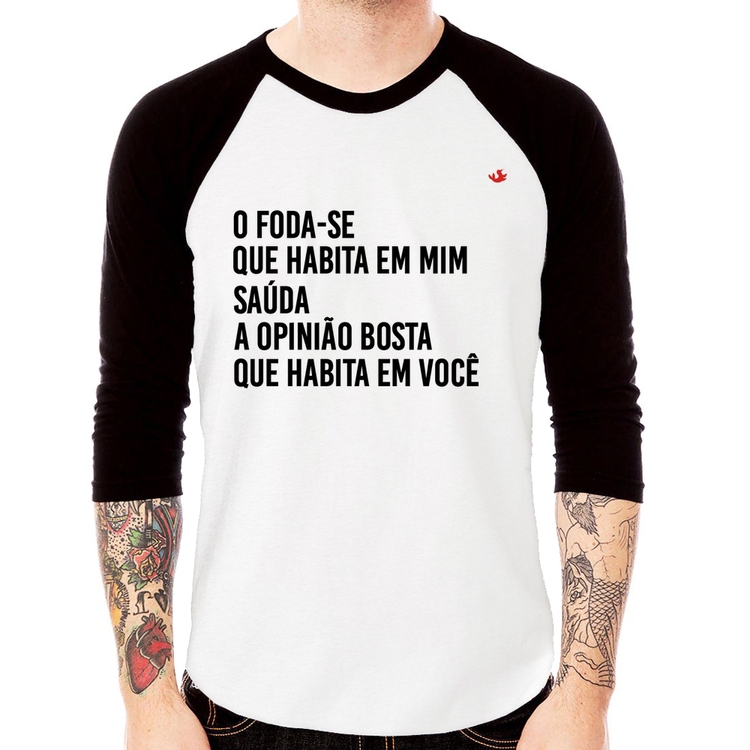 Camiseta Raglan O foda-se que habita em mim Manga 3/4