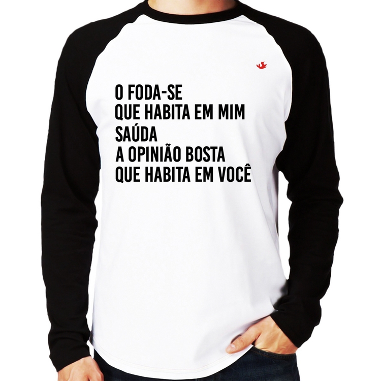 Camiseta Raglan O foda-se que habita em mim Manga Longa