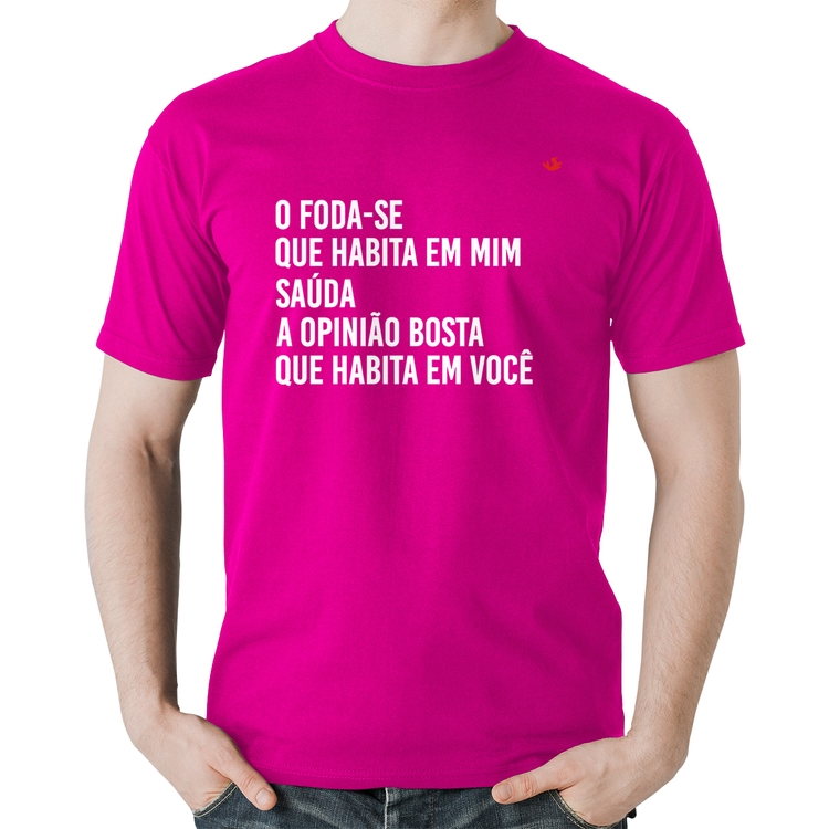 Camiseta Algodão O foda-se que habita em mim - Rosa