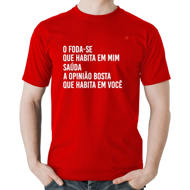 Camiseta Algodão O foda-se que habita em mim - Vermelha