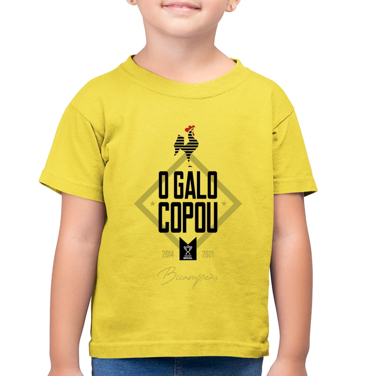 Camiseta Algodão Infantil O Galo Copou! - Amarelo Canário
