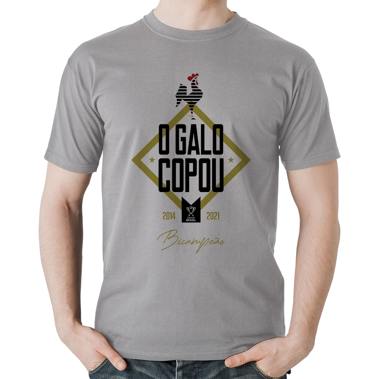 Camiseta Algodão O Galo Copou! - Cinza