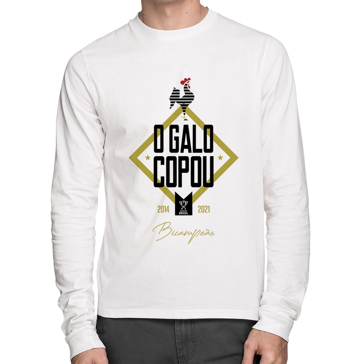 Camiseta Algodão O Galo Copou! Manga Longa - Branca