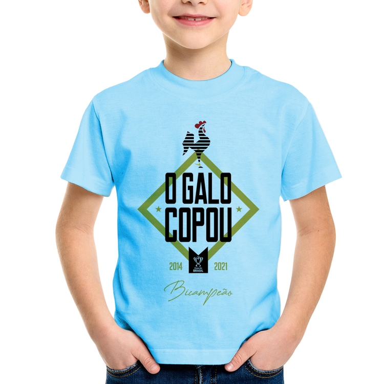 Camiseta Infantil O Galo Copou! - Azul Bebê