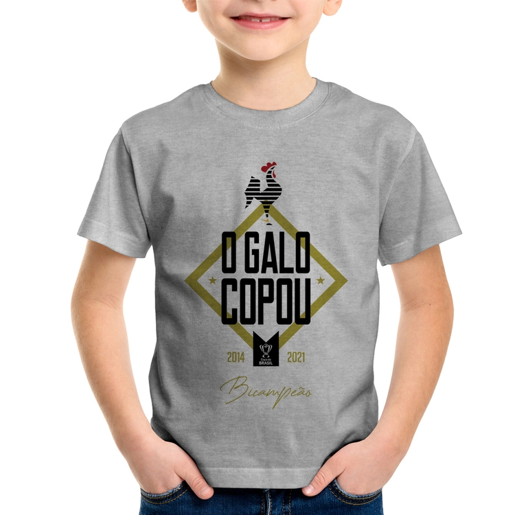 Camiseta Infantil O Galo Copou! - Cinza