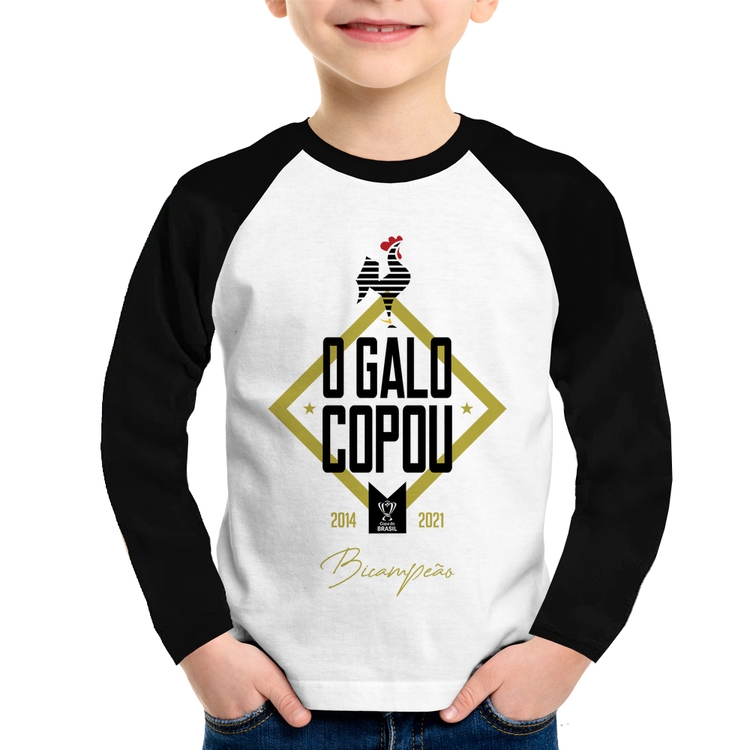 Camiseta Raglan Infantil O Galo Copou! Manga Longa