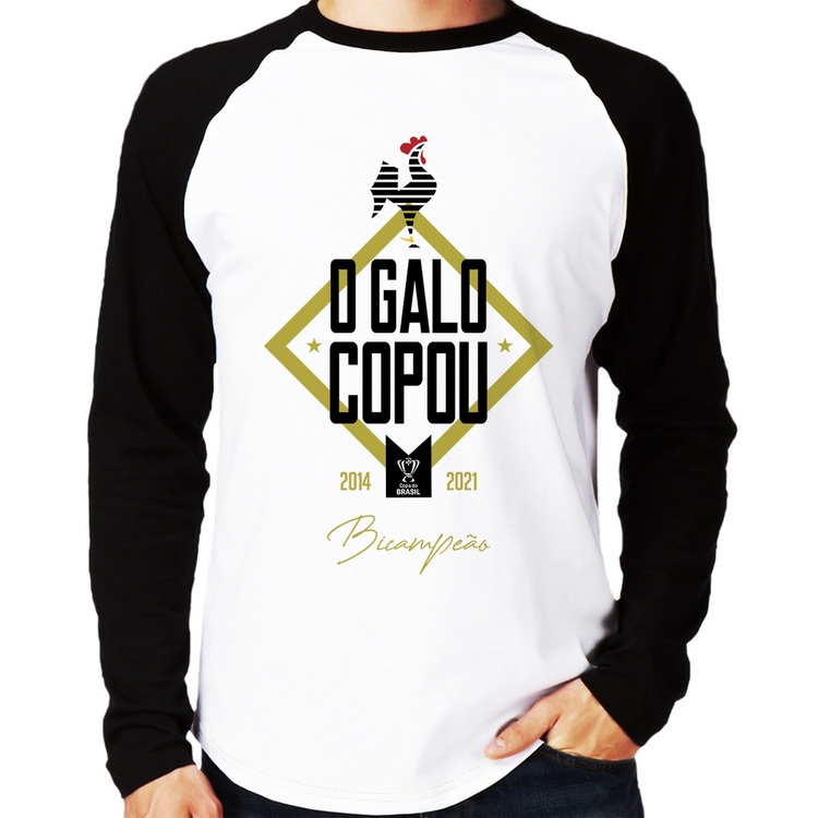Camiseta Raglan O Galo Copou! Manga Longa