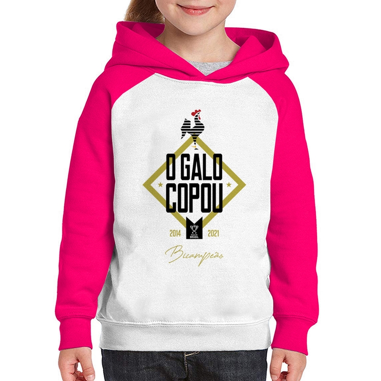Moletom Infantil O Galo Copou! - Branco/Rosa
