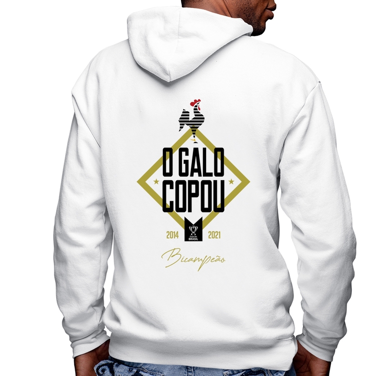 Blusa Moletom O Galo Copou! Masculina com Capuz e Zíper - Branca