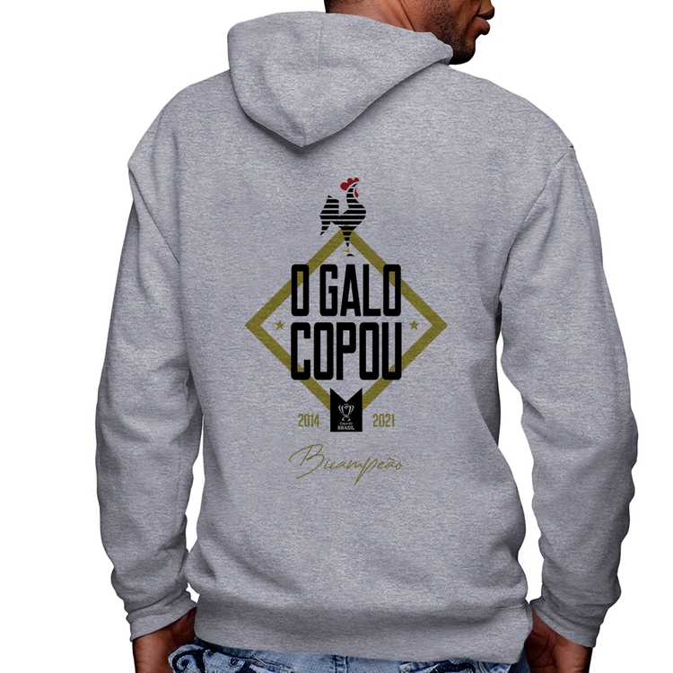 Blusa Moletom O Galo Copou! Masculina com Capuz e Zíper - Mescla