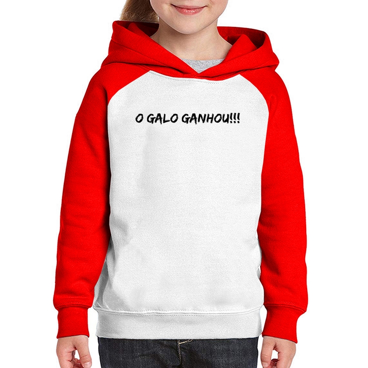 Moletom Infantil O GALO GANHOU!!! - Branco/Vermelho