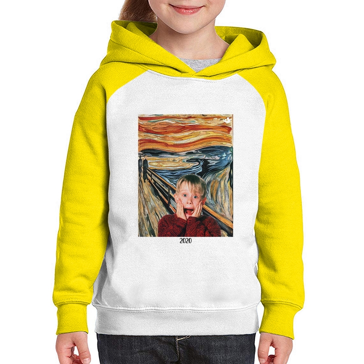 Moletom Infantil O grito 2020 - Branco/Amarelo
