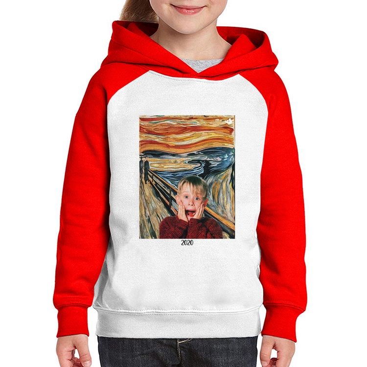 Moletom Infantil O grito 2020 - Branco/Vermelho