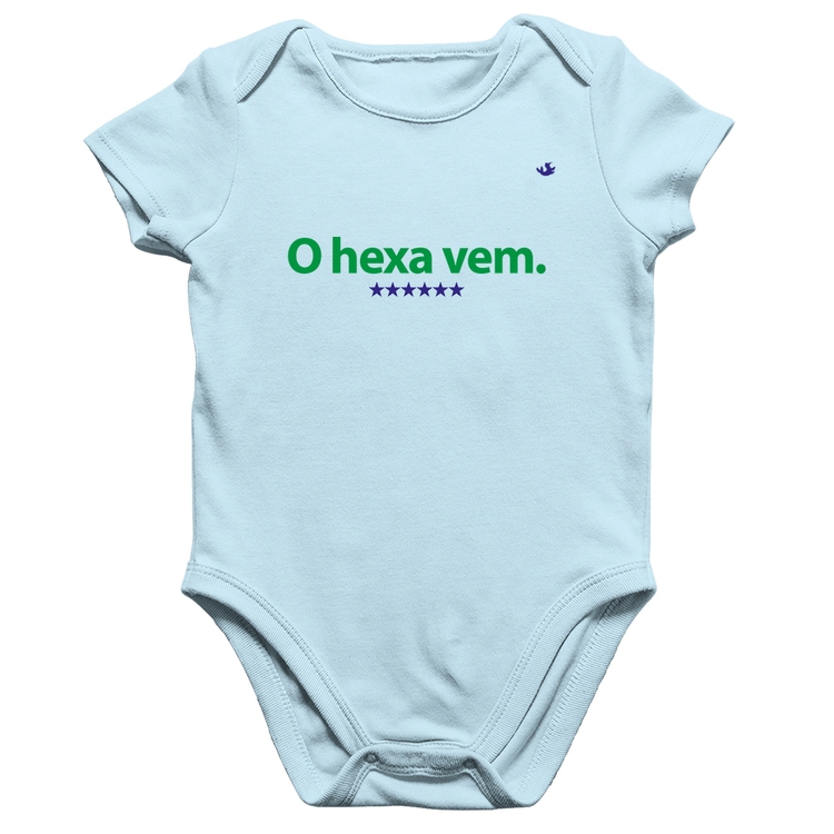 Body Bebê Algodão O hexa vem - Azul Bebê