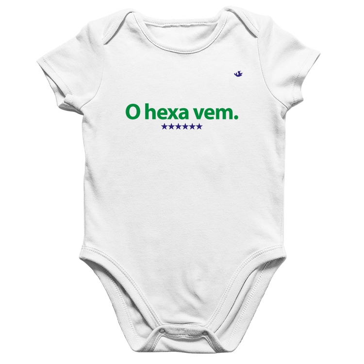 Body Bebê Algodão O hexa vem - Branco