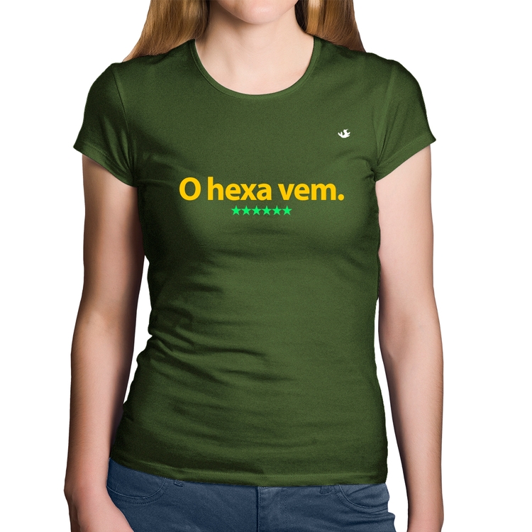 Baby Look Algodão O hexa vem - Musgo