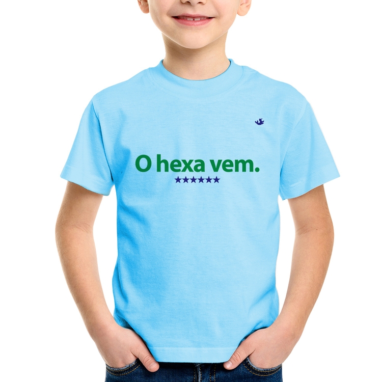 Camiseta Infantil O hexa vem - Azul Bebê