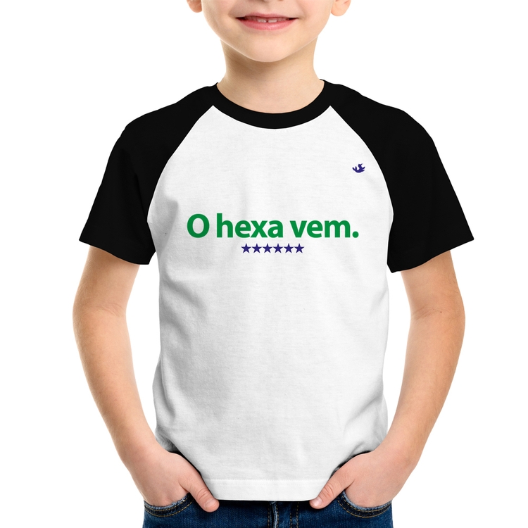 Camiseta Raglan Infantil O hexa vem