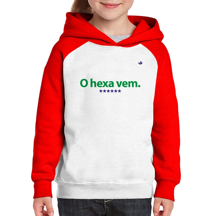 Moletom Infantil O hexa vem - Branco/Vermelho