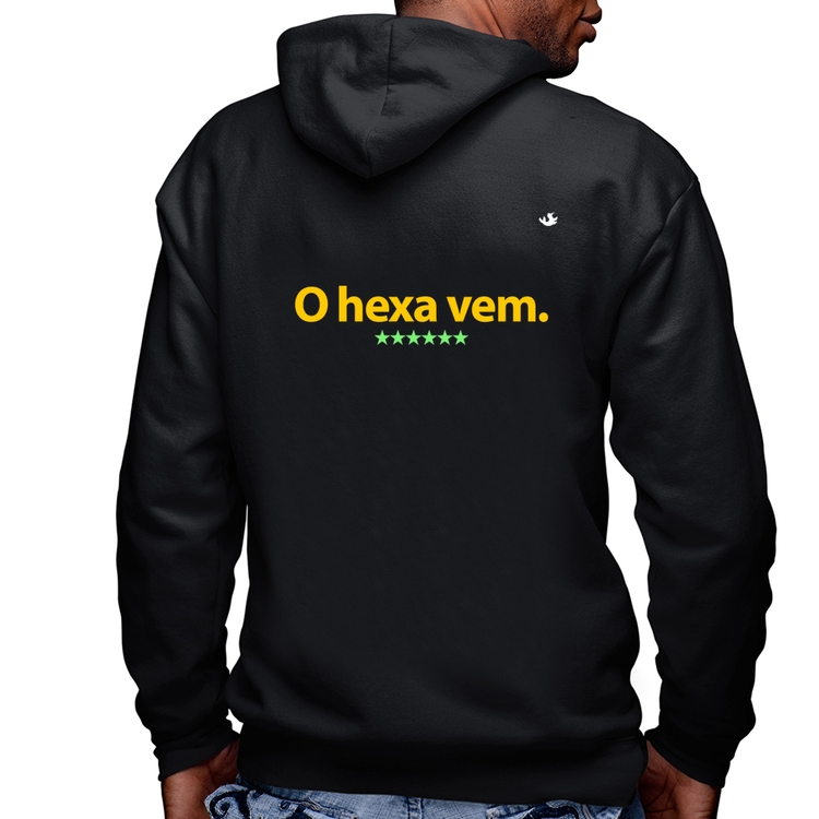 Blusa Moletom O hexa vem Masculina com Capuz e Zíper