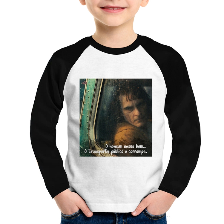 Camiseta Raglan Infantil O homem nasce bom, o transporte público o corrompe Manga Longa