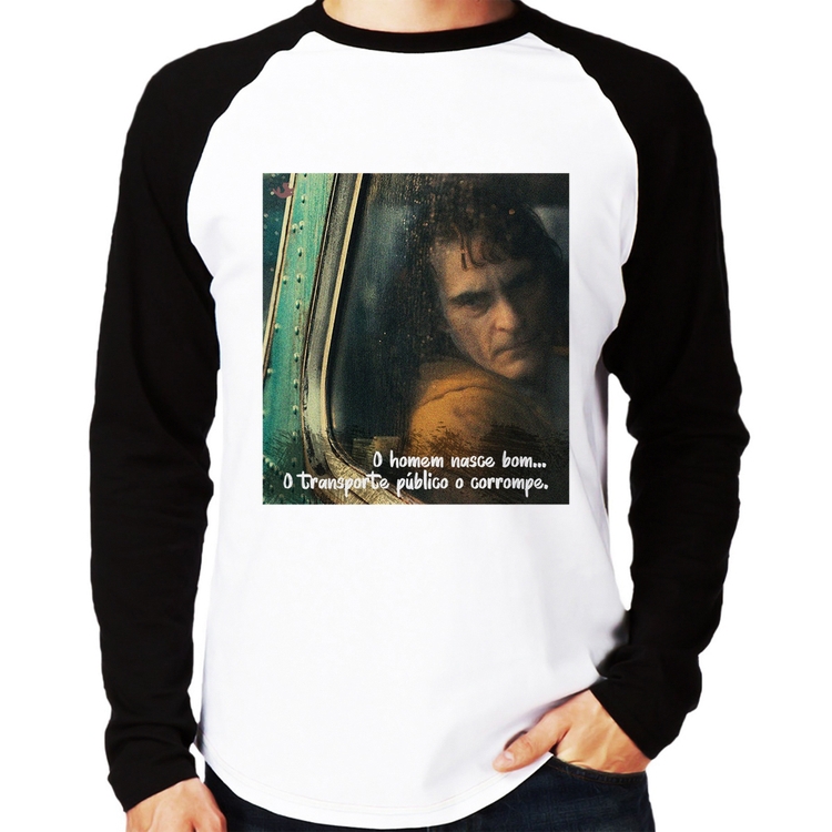 Camiseta Raglan O homem nasce bom, o transporte público o corrompe Manga Longa
