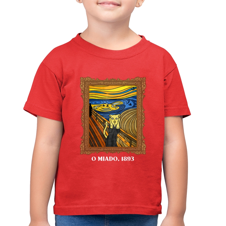Camiseta Algodão Infantil O miado, 1893 - Vermelha