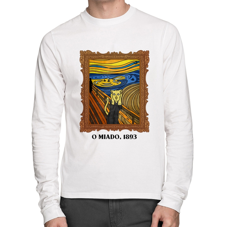Camiseta Algodão O miado, 1893 Manga Longa - Branca