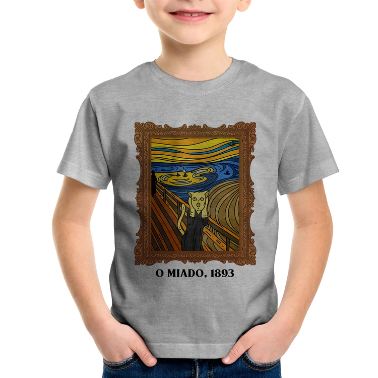 Camiseta Infantil O miado, 1893 - Cinza