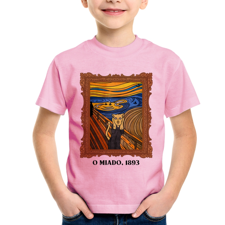 Camiseta Infantil O miado, 1893 - Rosa Bebê