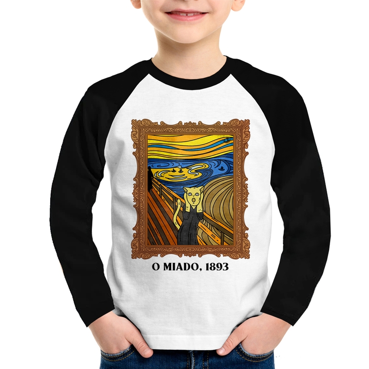Camiseta Raglan Infantil O miado, 1893 Manga Longa