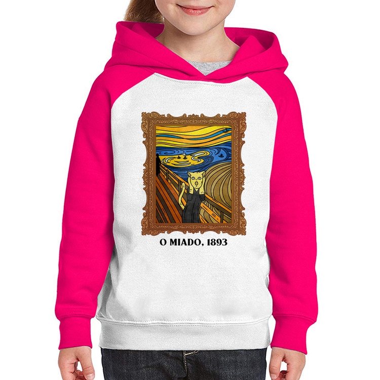Moletom Infantil O miado, 1893 - Branco/Rosa