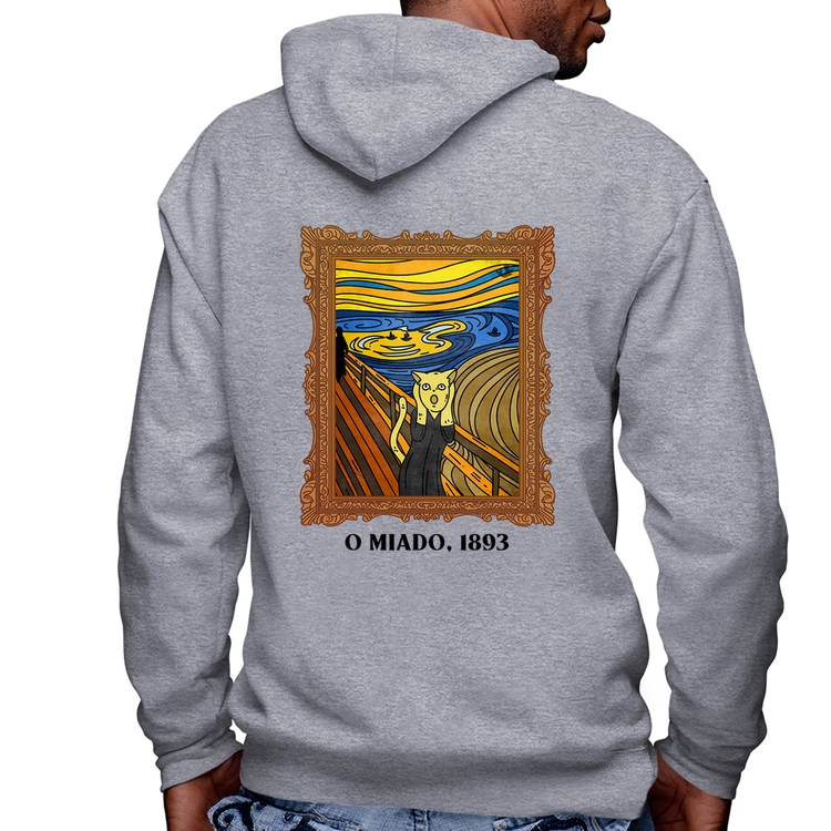 Blusa Moletom O miado, 1893 Masculina com Capuz e Zíper - Mescla