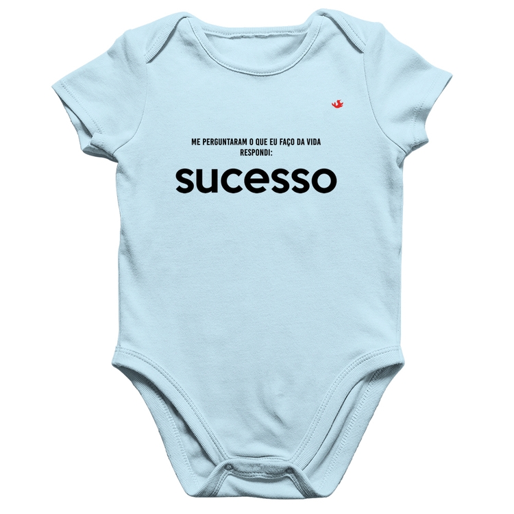 Body Bebê Algodão O que faço da vida? Sucesso - Azul Bebê