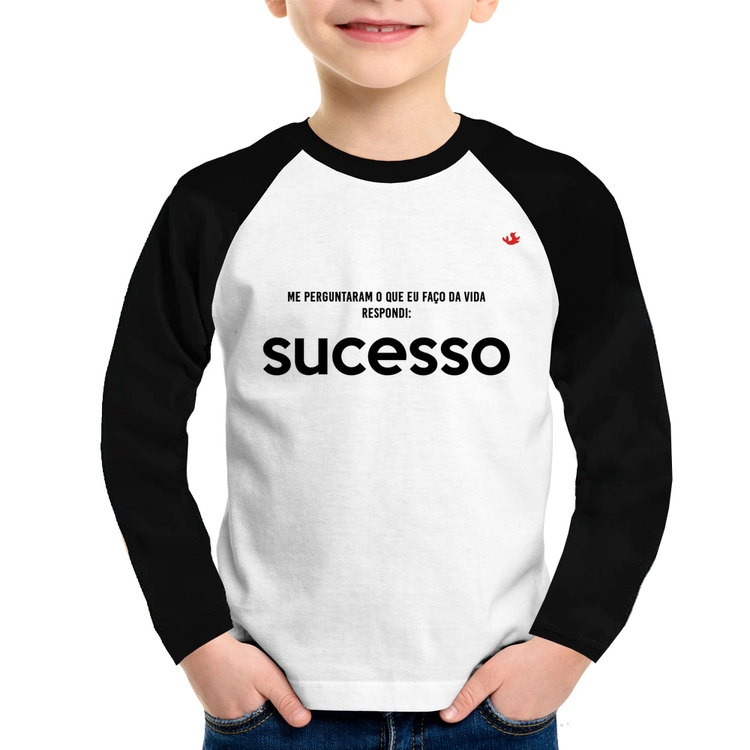 Camiseta Raglan Infantil O que faço da vida? Sucesso Manga Longa