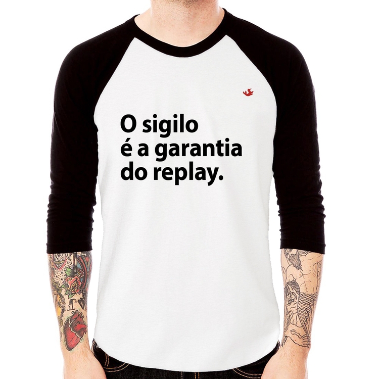 Camiseta Raglan O sigilo é a garantia do replay Manga 3/4