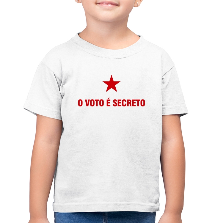 Camiseta Algodão Infantil O voto é secreto - Branca